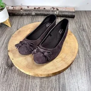 CROCS Shoes Crocs Brown Suede Leather Bow Tassel Lina Ballet